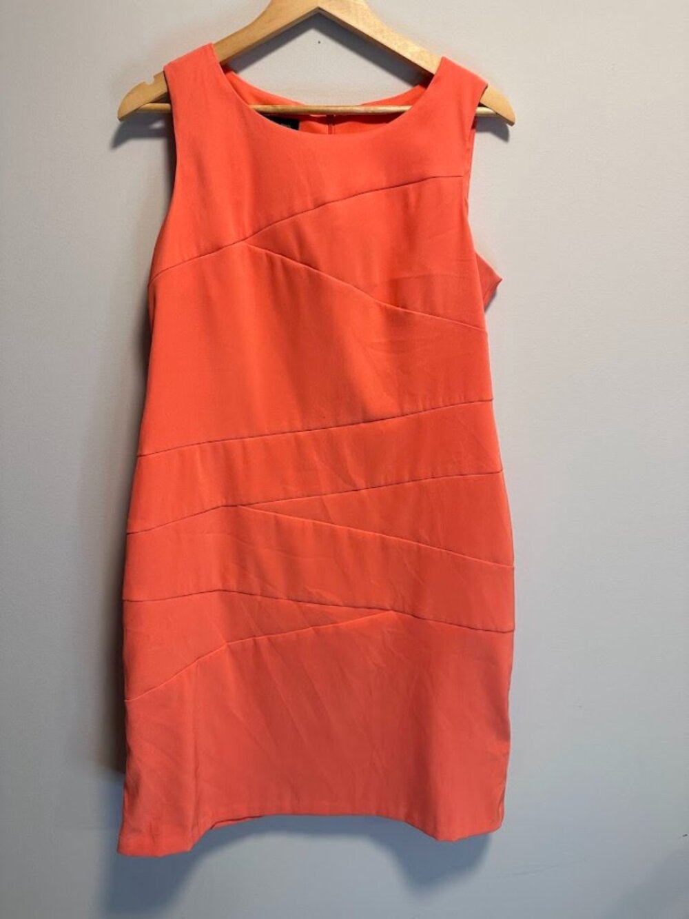 AB Studio Coral Pink Asymmetric Tiered Sheath Dress - Size 12